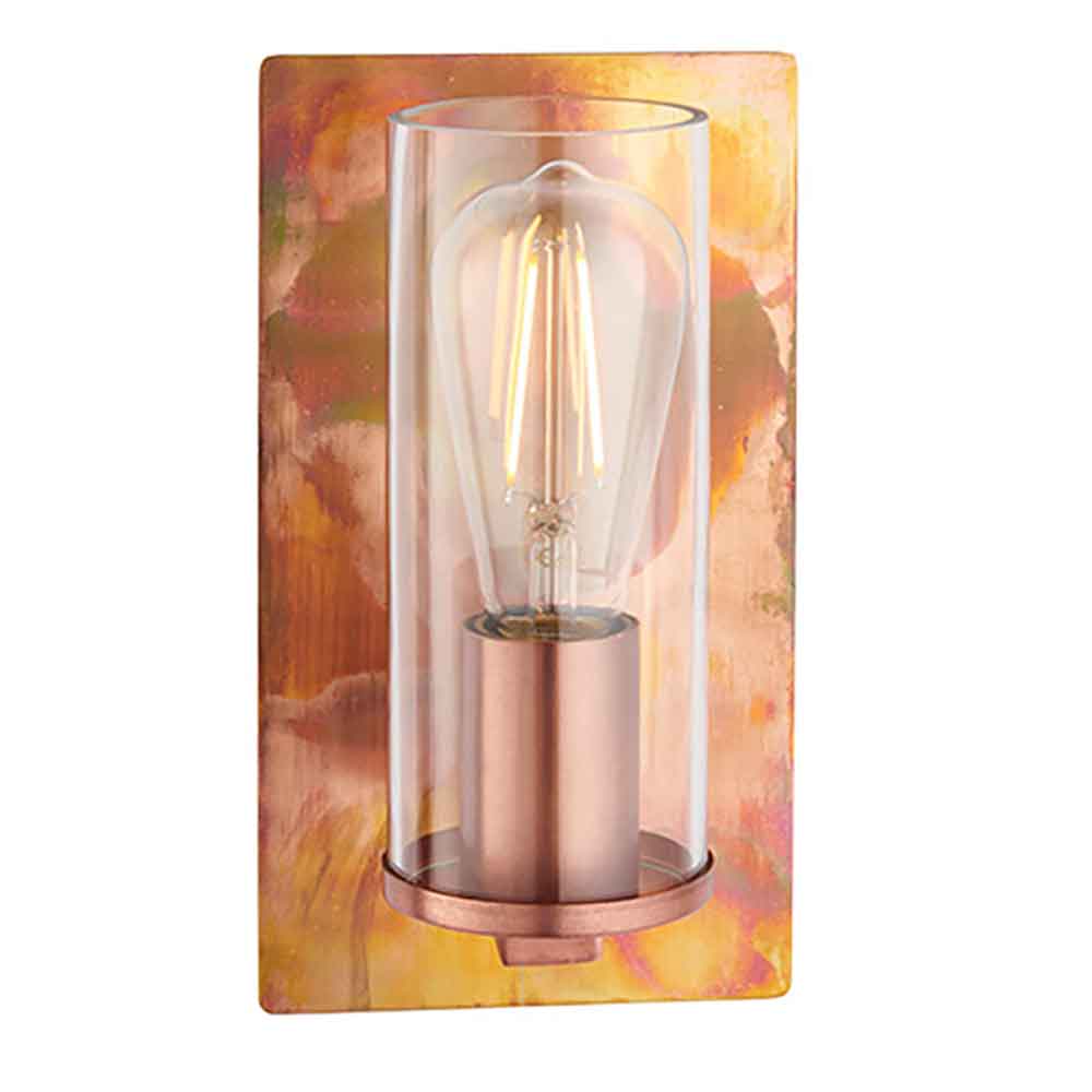 Allston Clear Glass Wall Light In Copper