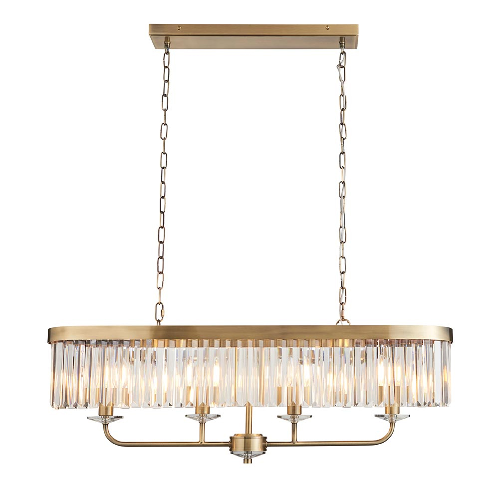 Allston Faceted Glass Linear Pendant Ceiling Light In Brass