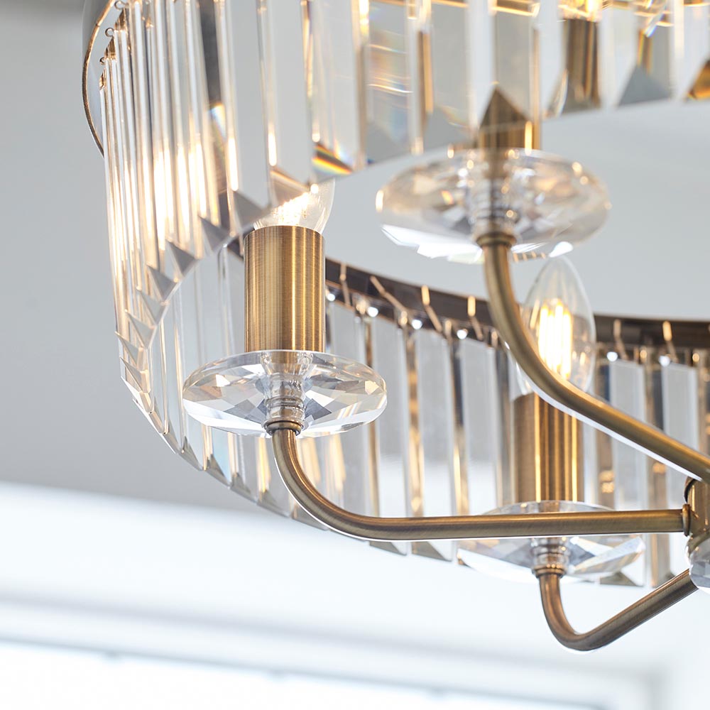 Allston Faceted Glass Pendant Ceiling Light In Brass