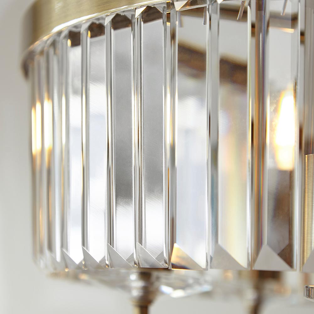 Allston Faceted Glass Pendant Ceiling Light In Brass