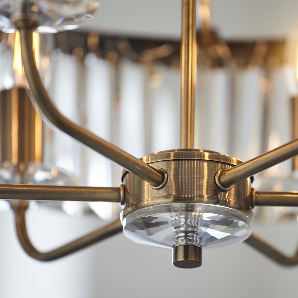 Allston Faceted Glass Pendant Ceiling Light In Brass