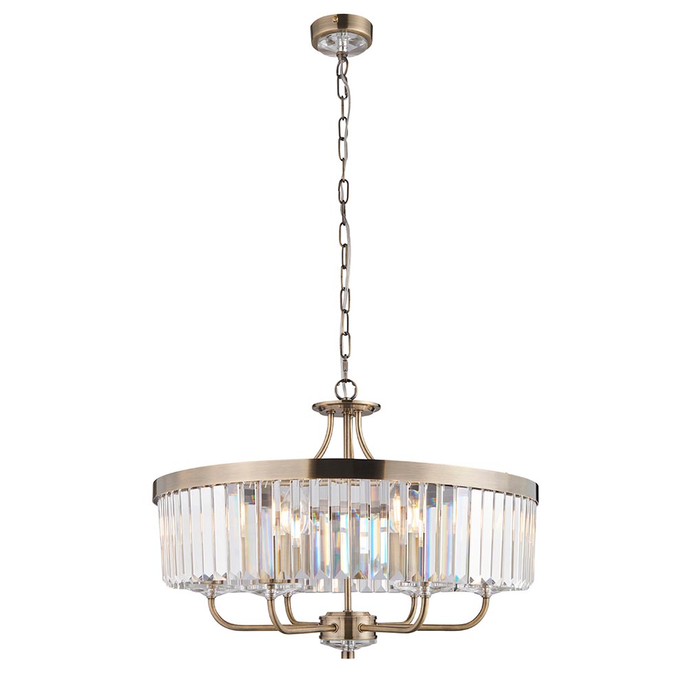 Allston Faceted Glass Pendant Ceiling Light In Brass