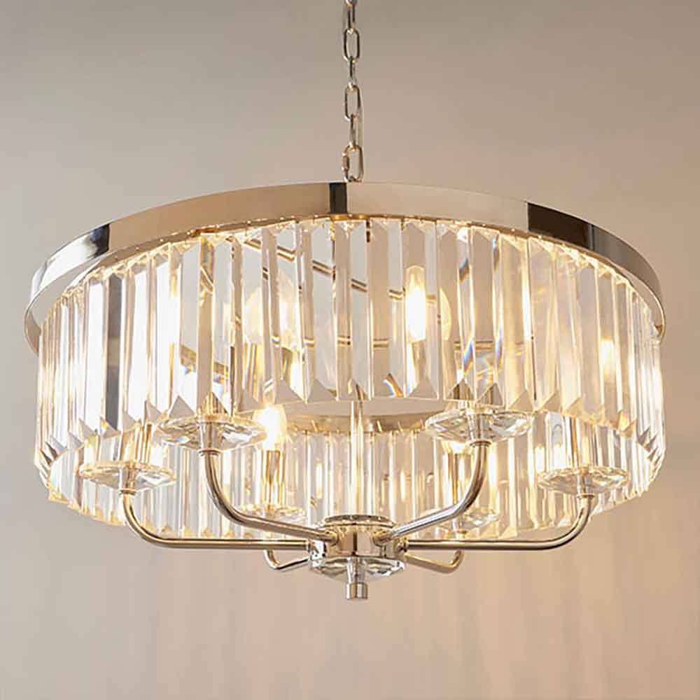 Allston Faceted Glass Pendant Ceiling Light In Nickel