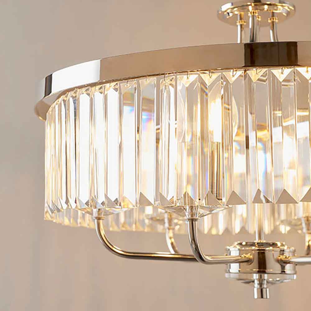 Allston Faceted Glass Pendant Ceiling Light In Nickel