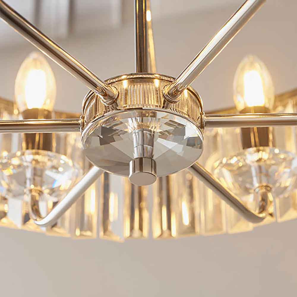 Allston Faceted Glass Pendant Ceiling Light In Nickel
