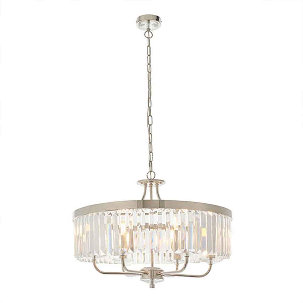 Allston Faceted Glass Pendant Ceiling Light In Nickel