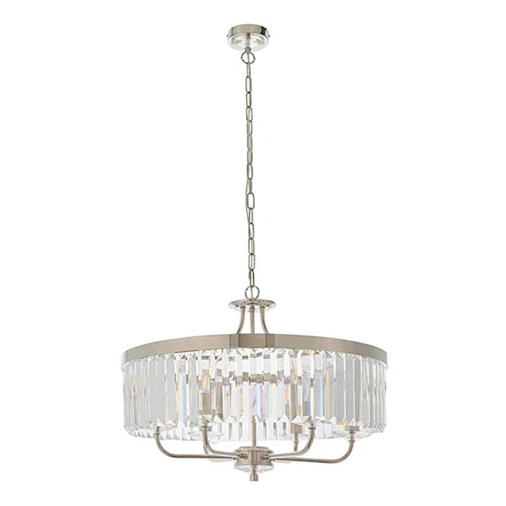 Allston Faceted Glass Pendant Ceiling Light In Nickel