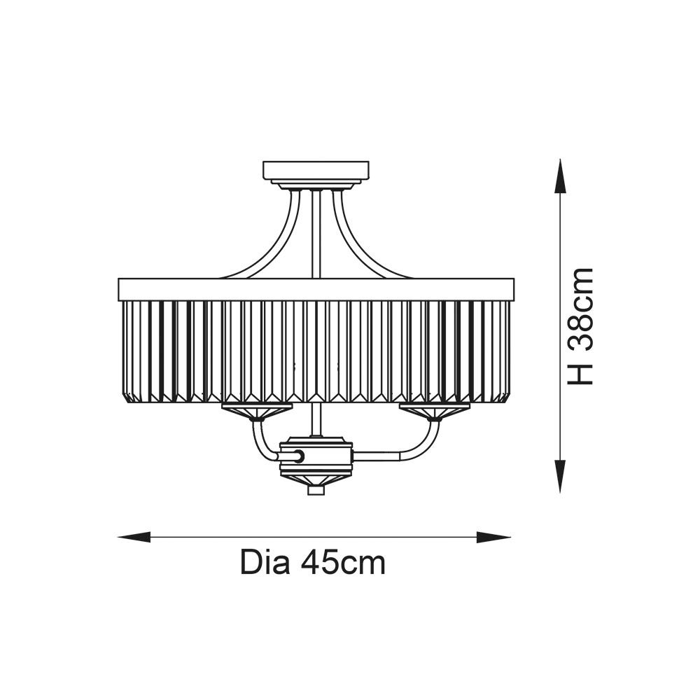 Allston Faceted Glass Semi Flush Ceiling Light In Antique Brass