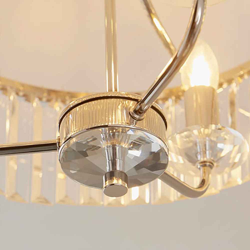 Allston Faceted Glass Semi Flush Ceiling Light In Bright Nickel