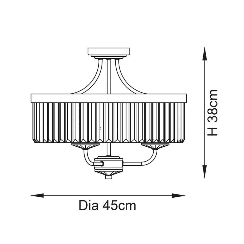 Allston Faceted Glass Semi Flush Ceiling Light In Bright Nickel