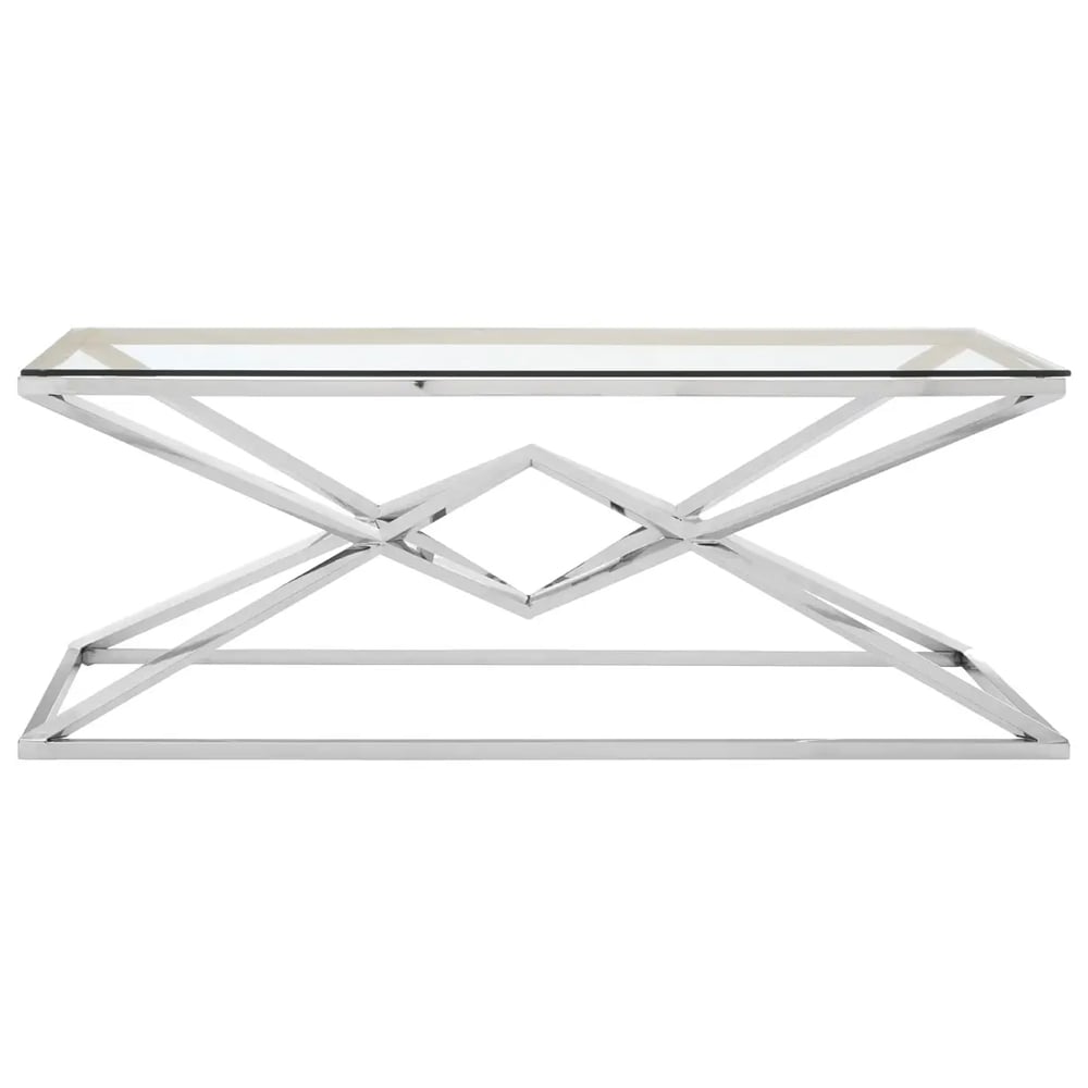 Allston Glass Coffee Table With Corseted Silver Frame