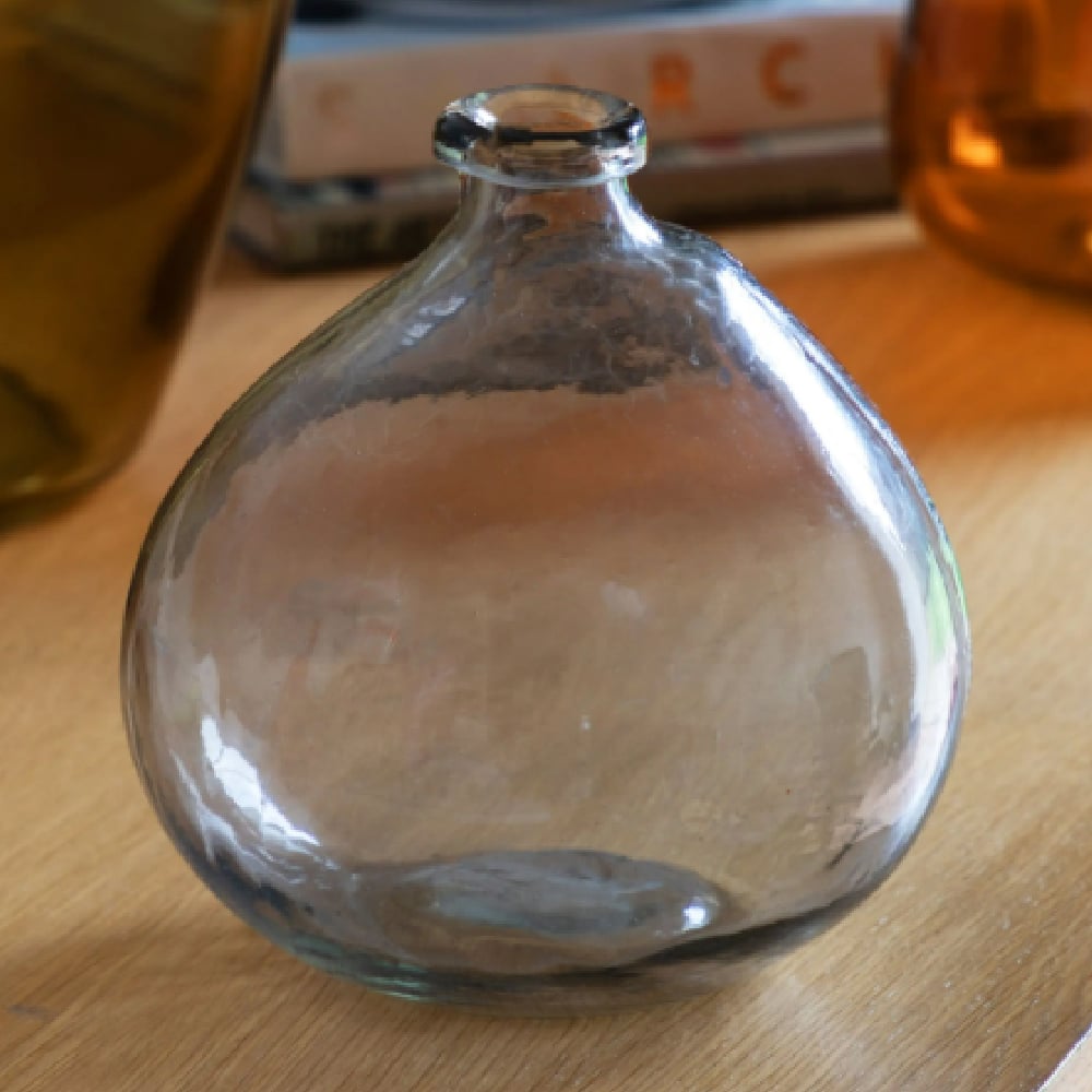 Allston Glass Round Decorative Vase In Smoke