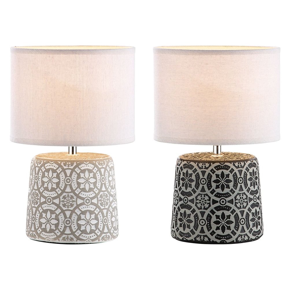 Allston Grey And Black Cement Oriental Table Lamps In Pair