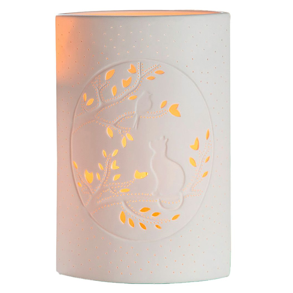 Allegan Large Porcelain Cat Design Table Lamp In White
