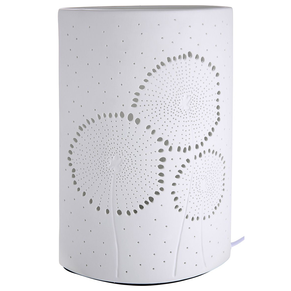 Allegan Large Porcelain Dandelion Design Table Lamp In White