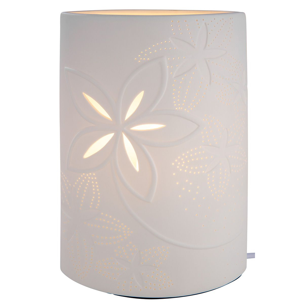 Allegan Large Porcelain Floral Design Table Lamp In White