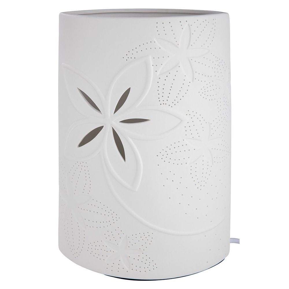 Allegan Large Porcelain Floral Design Table Lamp In White