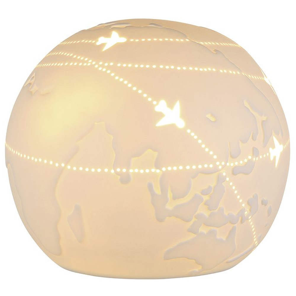 Allegan Large Porcelain World Map Table Lamp In White