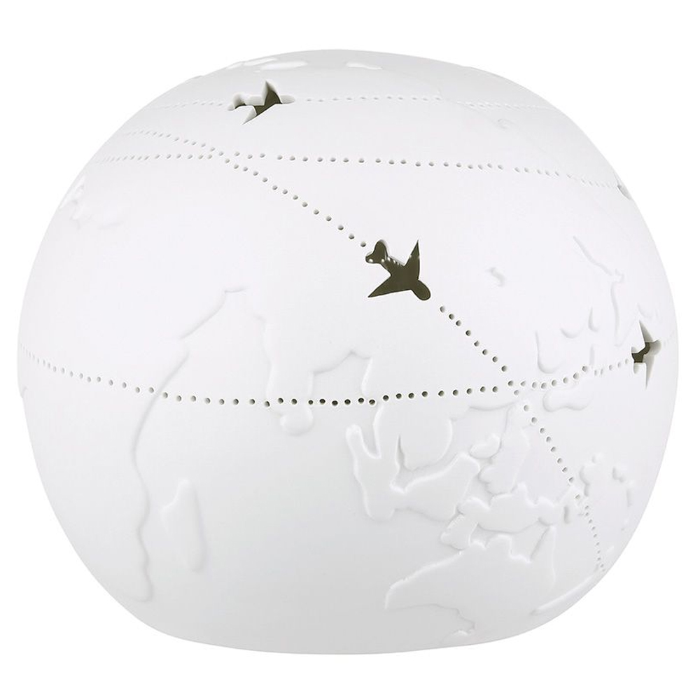 Allegan Large Porcelain World Map Table Lamp In White