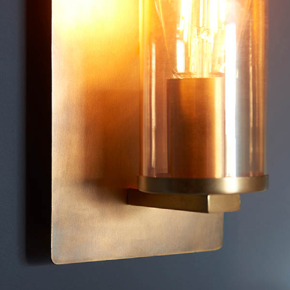 Allston Lustre Glass Shade Wall Light In Antique Brass