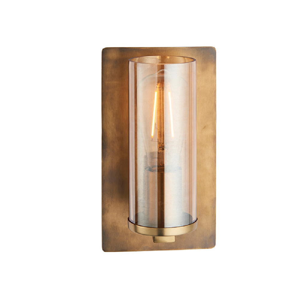 Allston Lustre Glass Shade Wall Light In Antique Brass