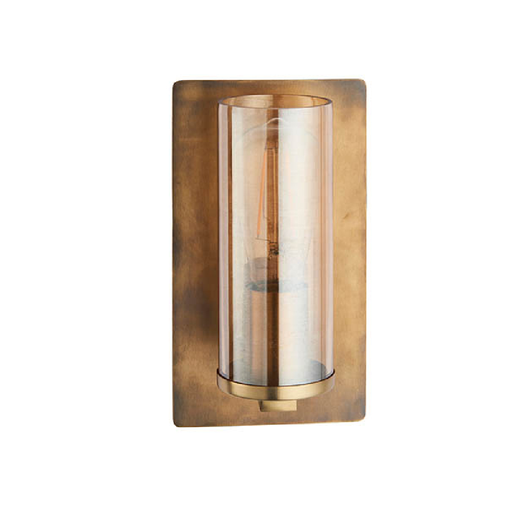 Allston Lustre Glass Shade Wall Light In Antique Brass