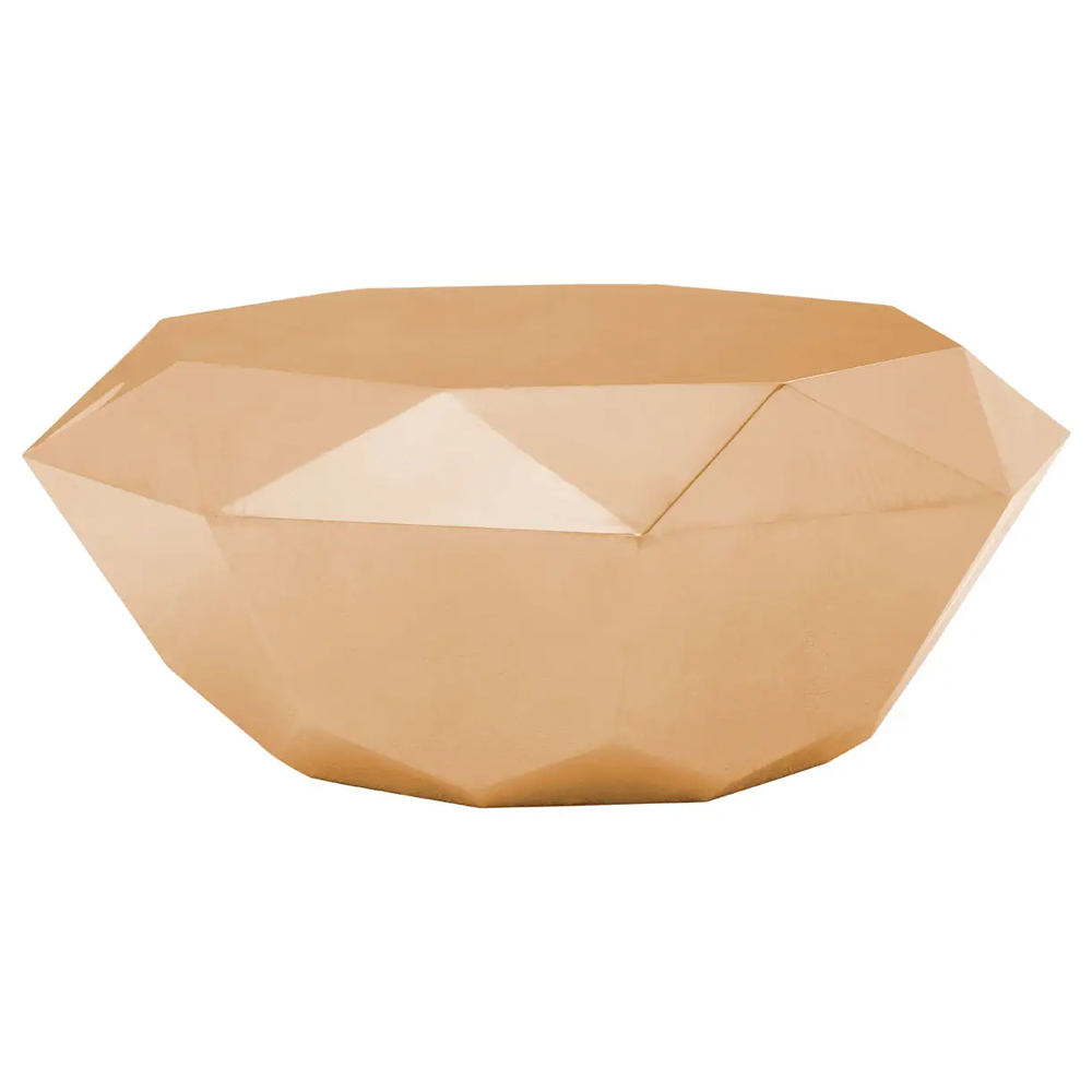 Allston Metal Diamond Cut Coffee Table In Rose Gold