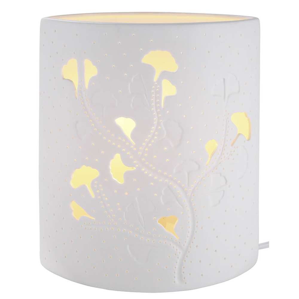 Allegan Porcelain Ginkgo Design Table Lamp In White