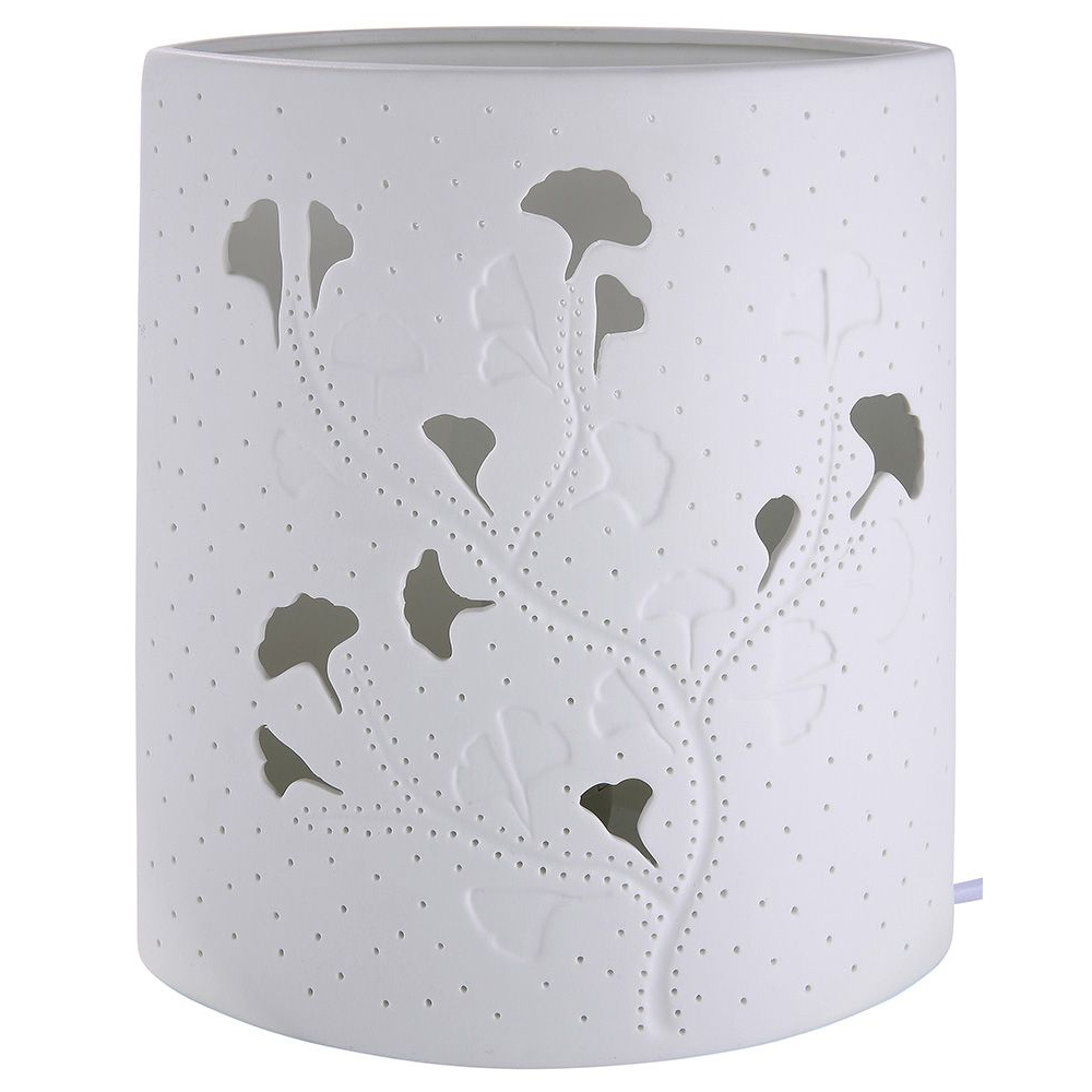 Allegan Porcelain Ginkgo Design Table Lamp In White