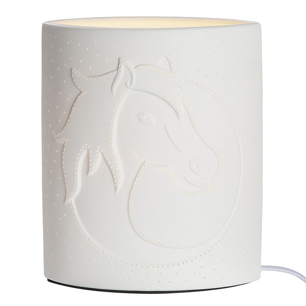 Allegan Porcelain Horse Head Design Table Lamp In White