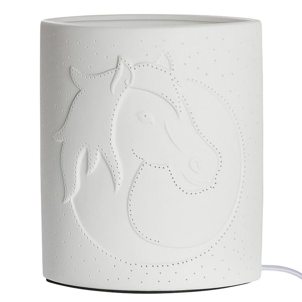 Allegan Porcelain Horse Head Design Table Lamp In White