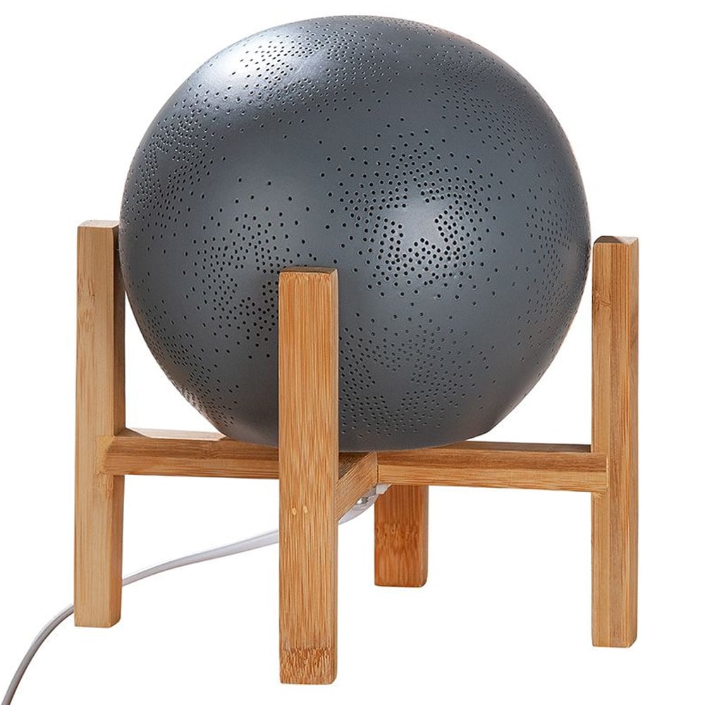 Allston Porcelain Wooden Table Lamp In Grey And Natural