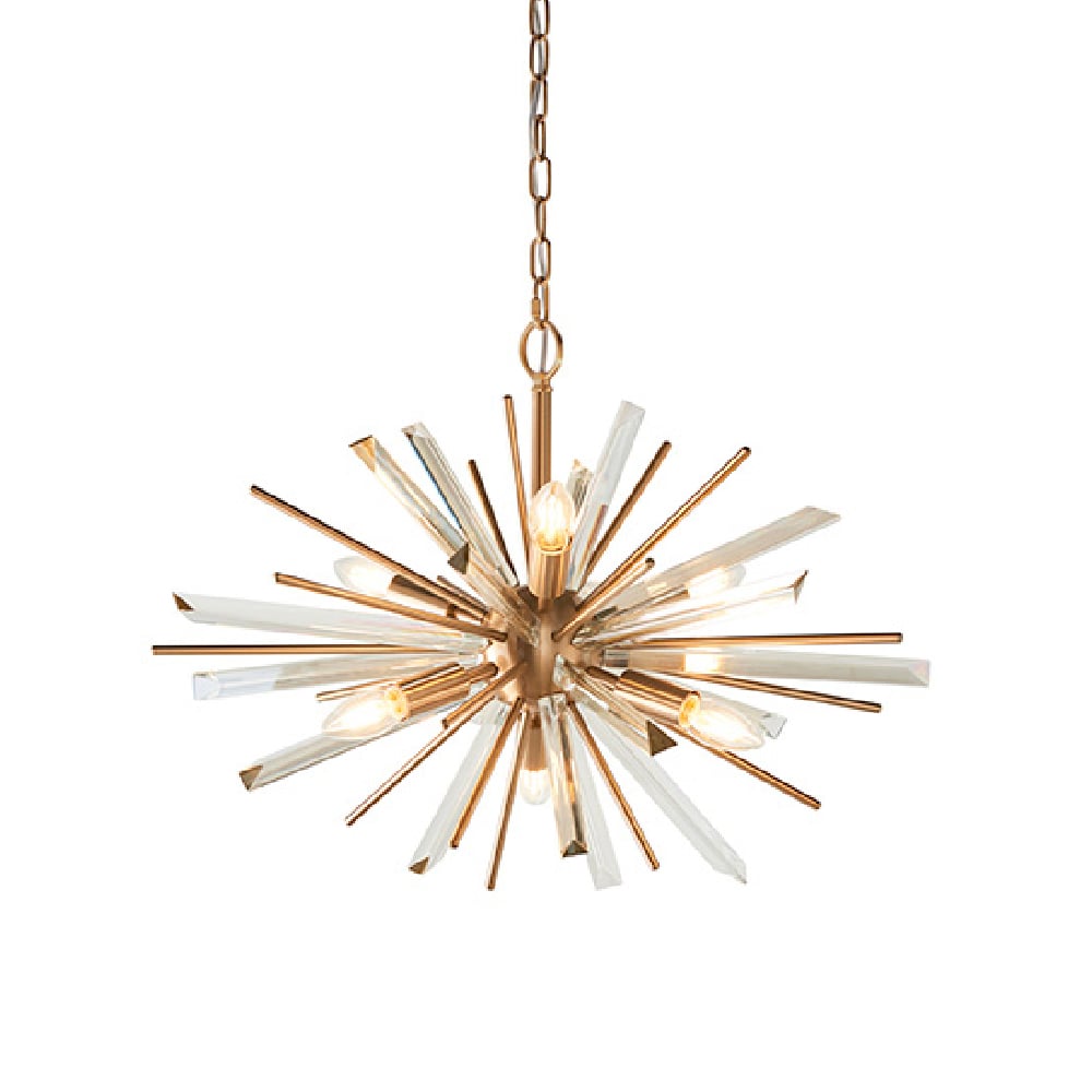 Allston Prism Glass Pendant Ceiling Light In Antique Brass