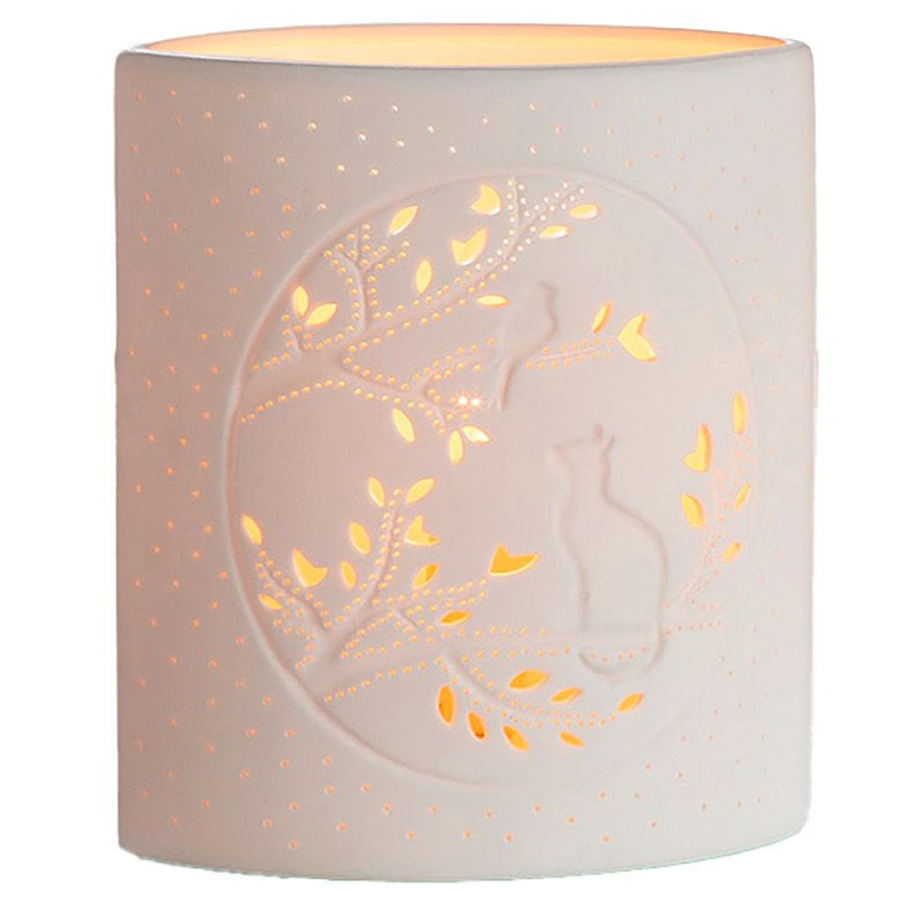 Allegan Small Porcelain Cat Design Table Lamp In White