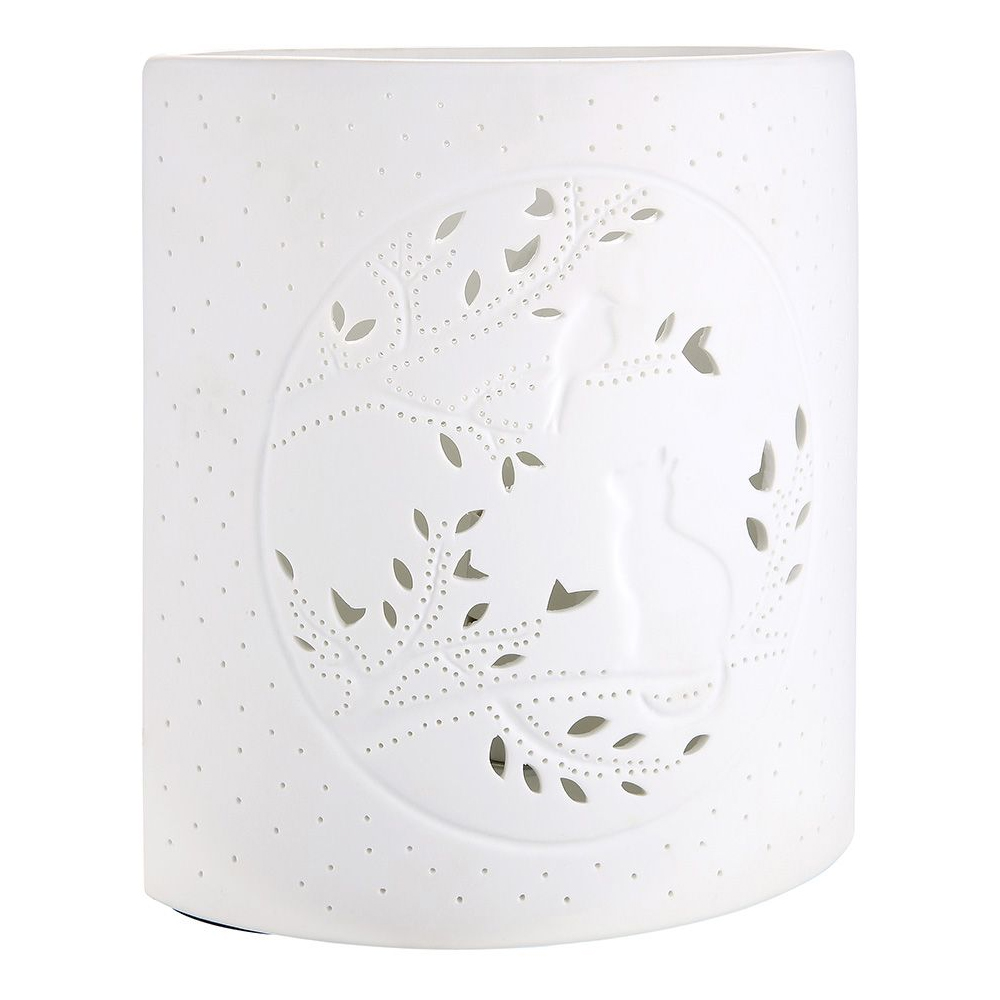 Allegan Small Porcelain Cat Design Table Lamp In White