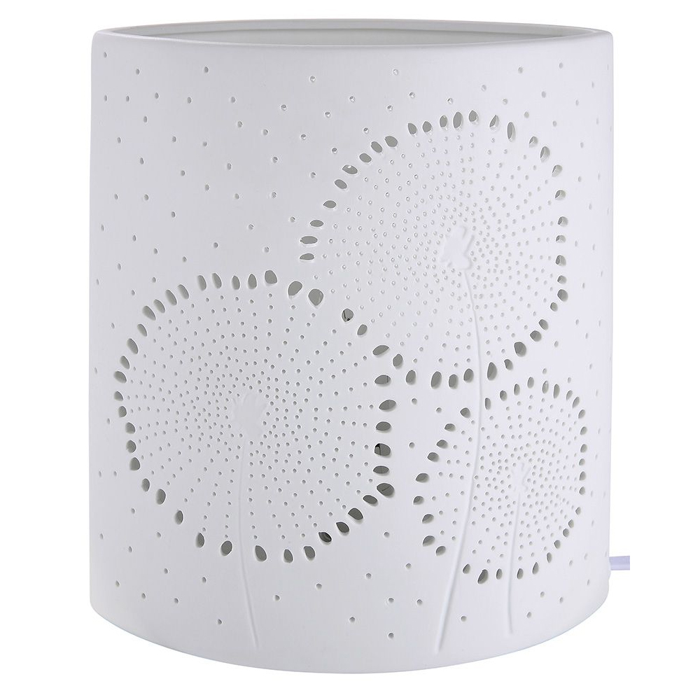 Allegan Small Porcelain Dandelion Design Table Lamp In White