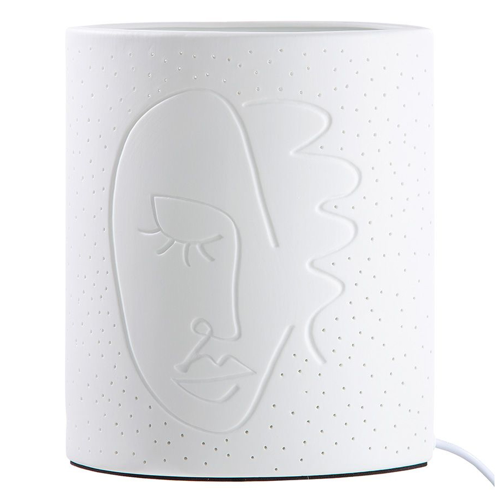 Allegan Small Porcelain Face Design Table Lamp In White