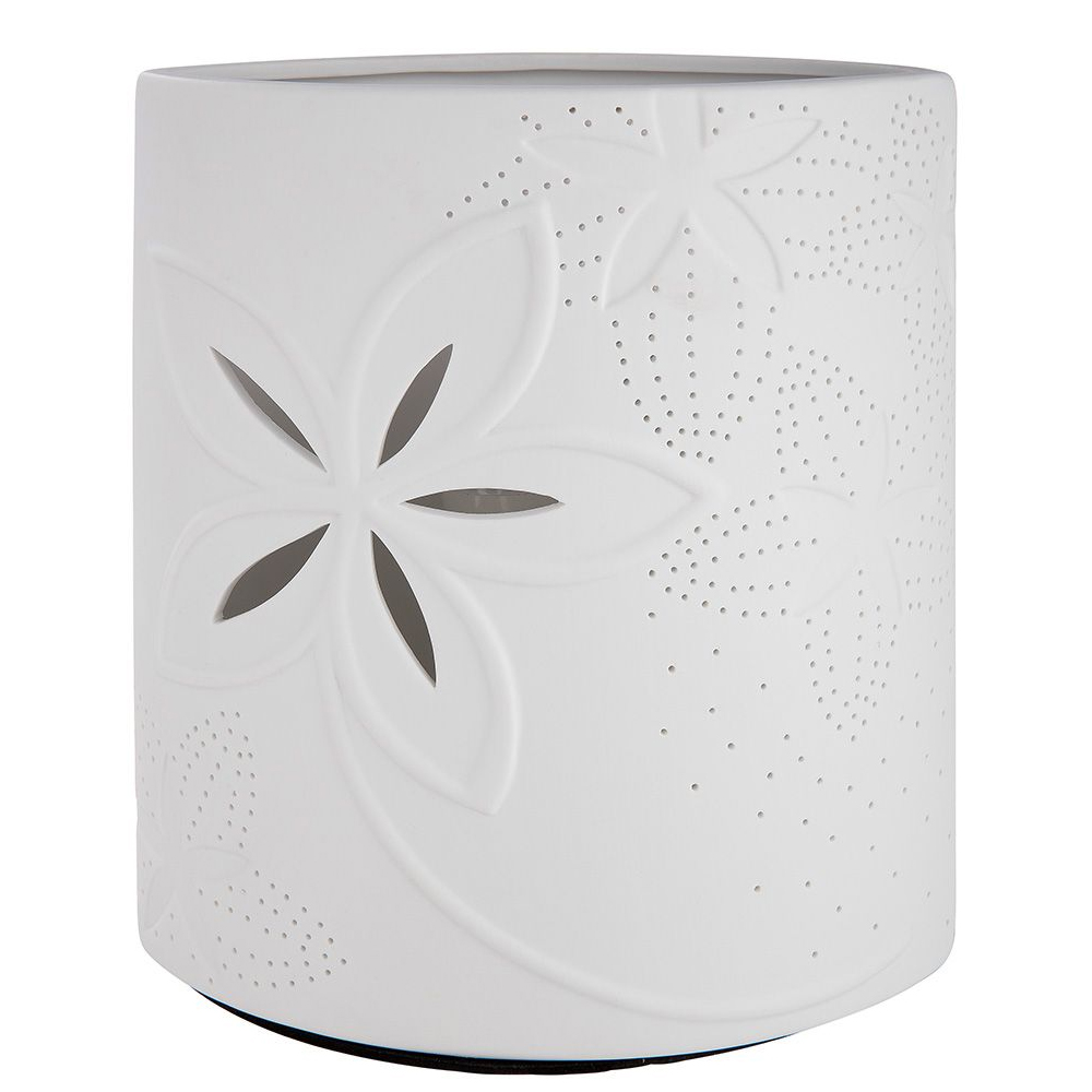 Allegan Small Porcelain Floral Design Table Lamp In White
