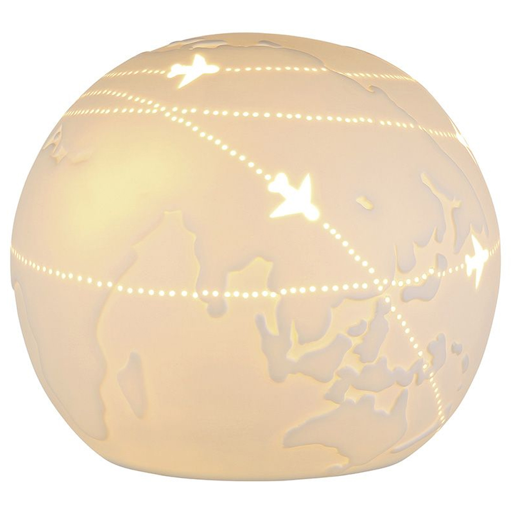 Allegan Small Porcelain World Map Table Lamp In White