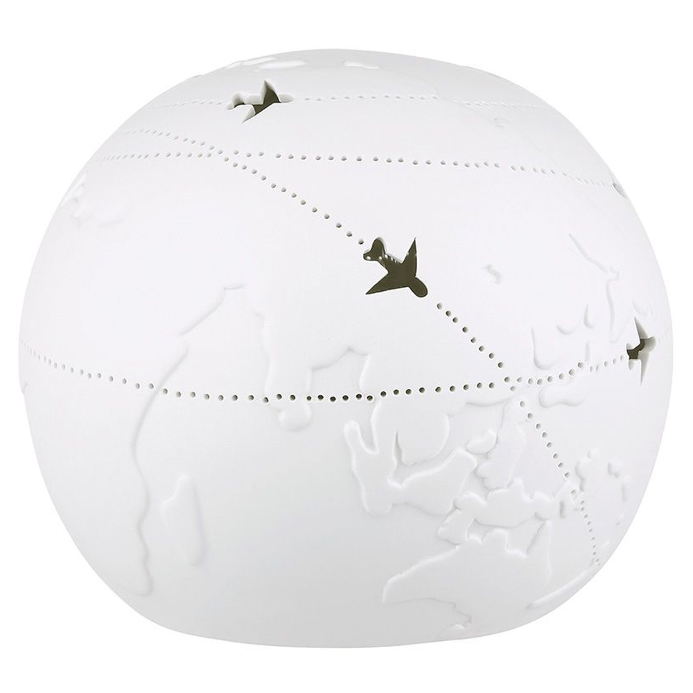 Allegan Small Porcelain World Map Table Lamp In White