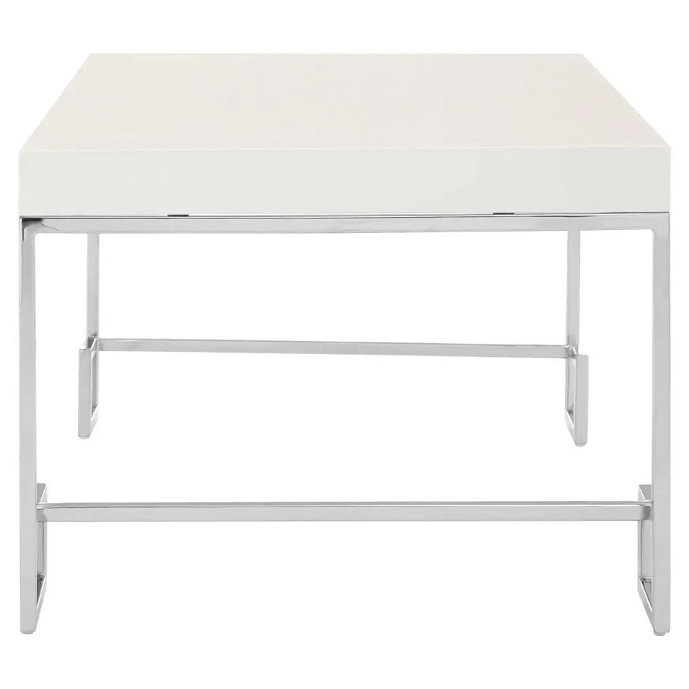 Allston White High Gloss Coffee Table With Chrome Frame