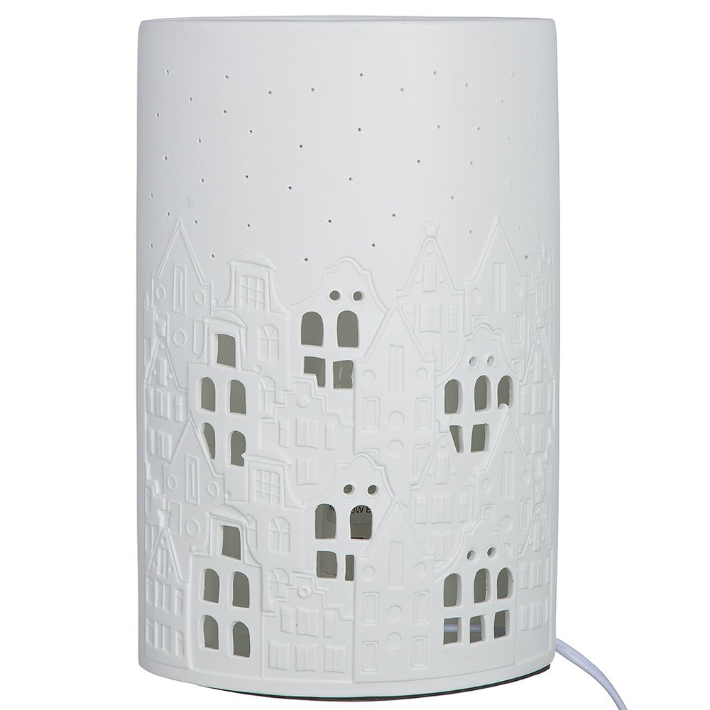 Allston White Porcelain City Light Design Table Lamps In Pair
