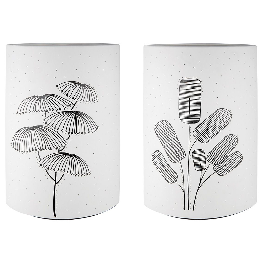 Allegan White Porcelain Floral Design Table Lamp In Pair