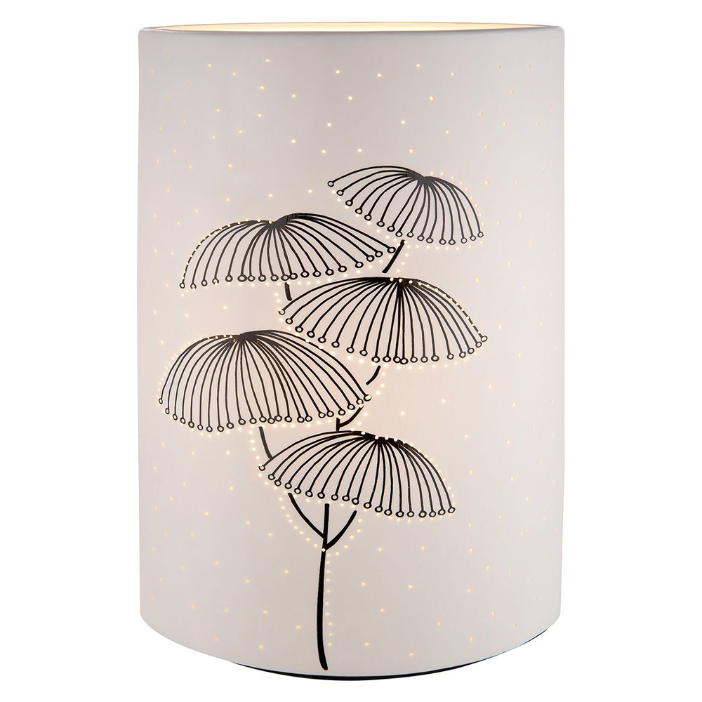 Allegan White Porcelain Floral Design Table Lamp In Pair