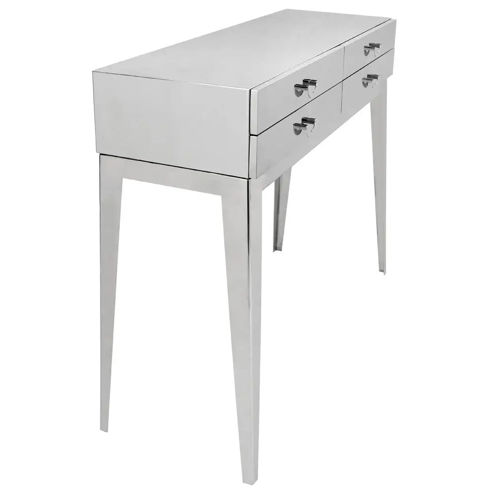 Allston Wooden Console Table With 4 Drawers In Silver