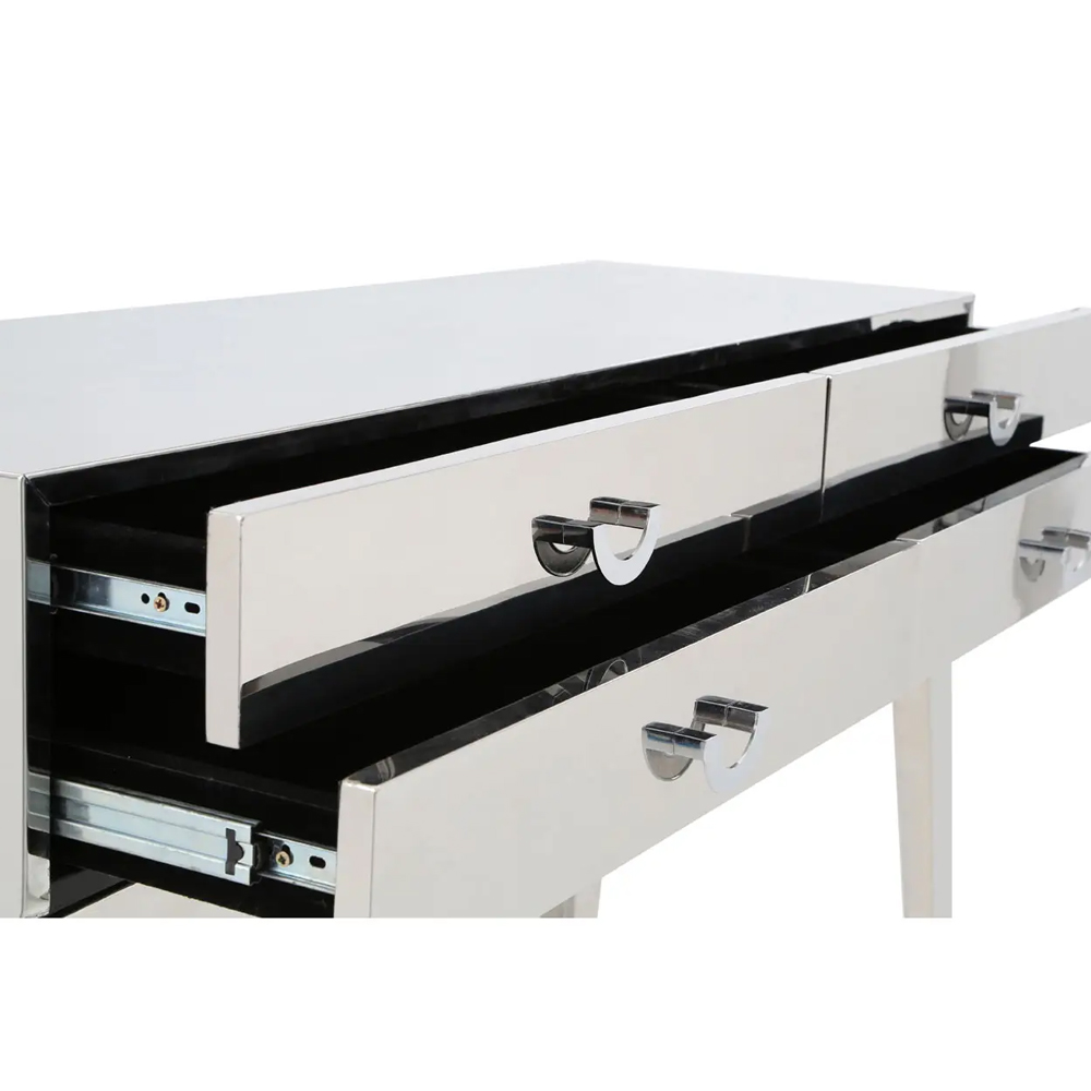 Allston Wooden Console Table With 4 Drawers In Silver