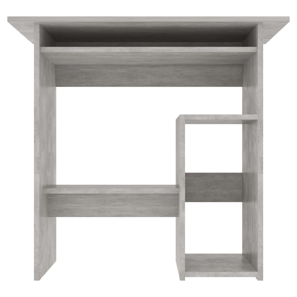Allston Wooden Laptop Desk With 2 Shelves In Concrete Grey