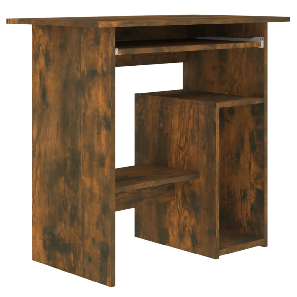 Allston Wooden Laptop Desk With 2 Shelves In Smoked Oak