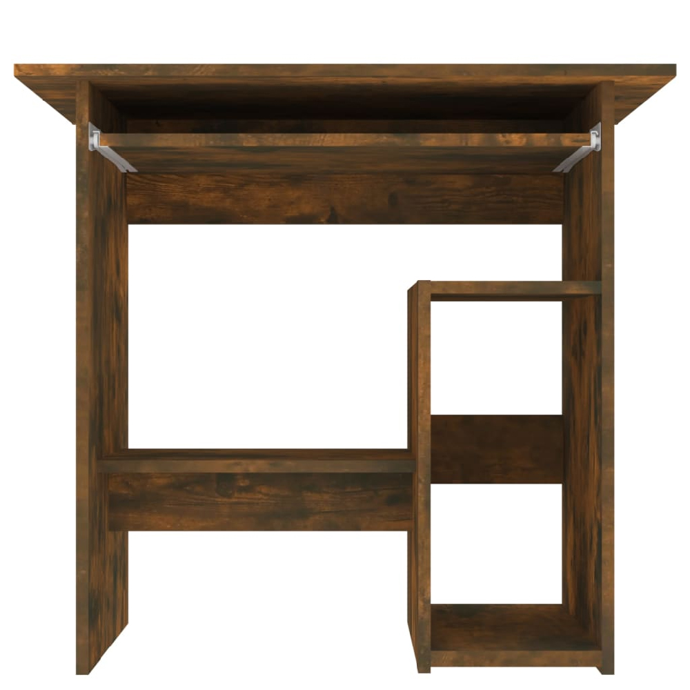 Allston Wooden Laptop Desk With 2 Shelves In Smoked Oak