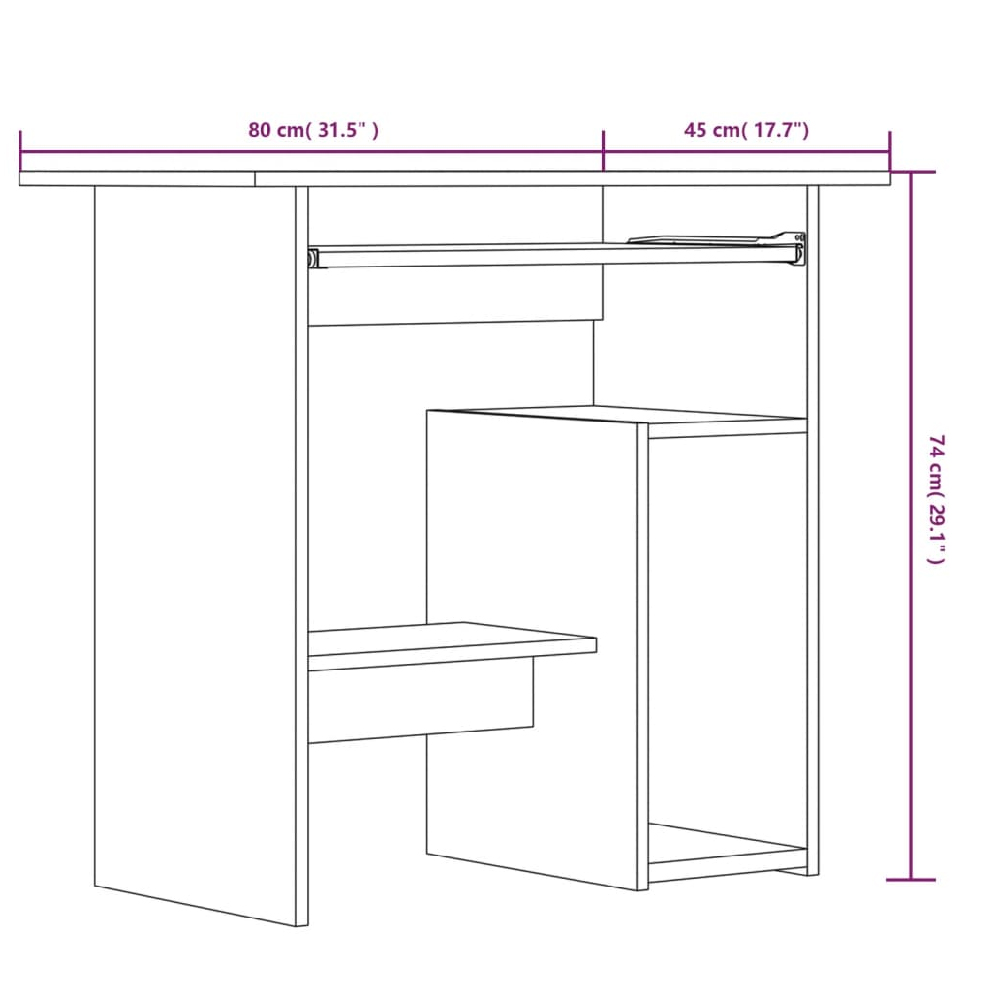 Allston Wooden Laptop Desk With 2 Shelves In Sonoma Oak